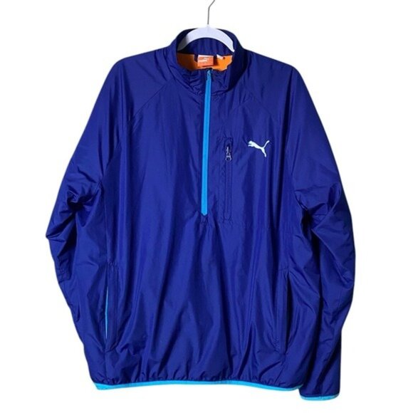 Vtg Y2K Puma Men Golf Jacket Warm Cell Half Zip Puffer Large Logo Gorpcore 90s - Picture 1 of 14